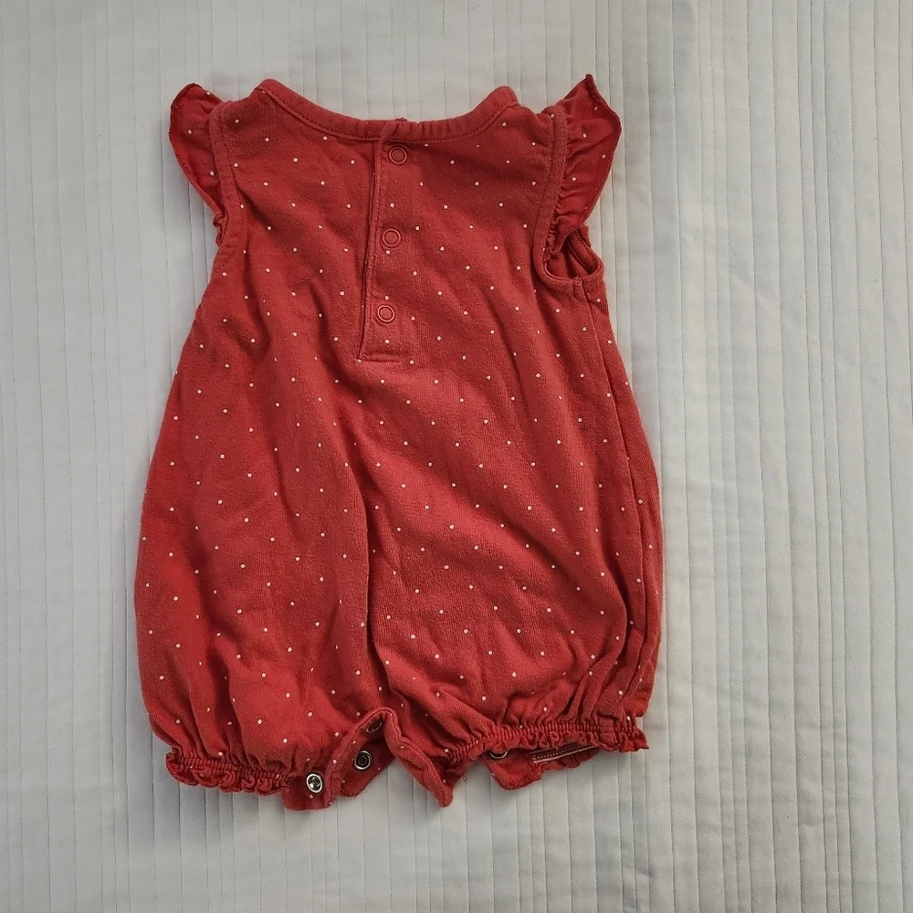 Carter's Red Floral Romper with Polka Dots 3 months